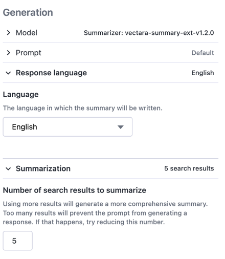 Configure generation options