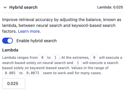 Configure hybrid search