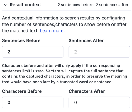 Configure result context