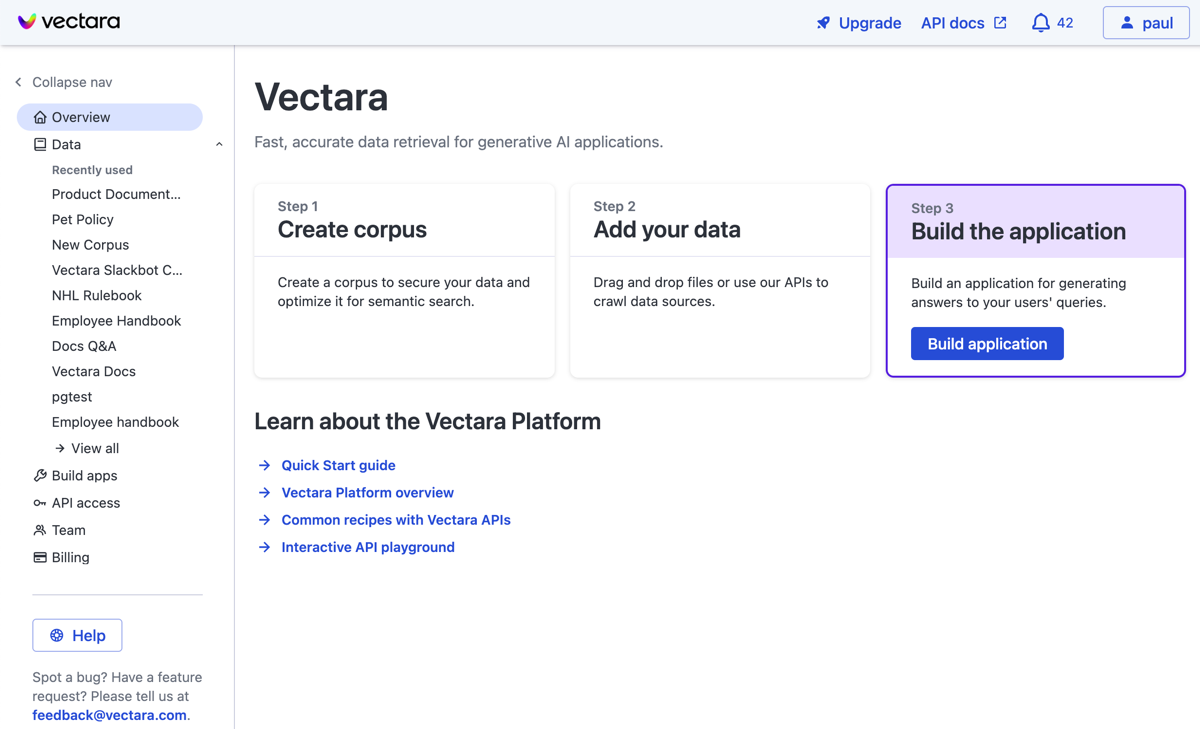Vectara Console Overview